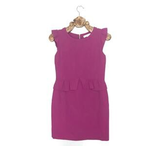 Sandro Flutter Cap Sleeve Peplum Sheath Dress Raspberry Mini '2'/US10